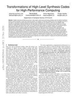 Transformations of High-Level Synthesis Codes for High-Performance
  Computing