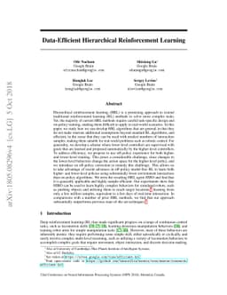 Data-Efficient Hierarchical Reinforcement Learning
