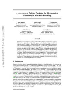 geomstats: a Python Package for Riemannian Geometry in Machine Learning