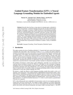 Guided Feature Transformation (GFT): A Neural Language Grounding Module
  for Embodied Agents