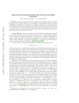 Reducing Parameter Space for Neural Network Training