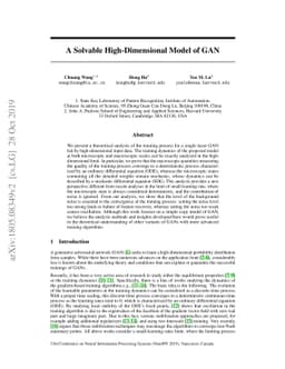 A Solvable High-Dimensional Model of GAN