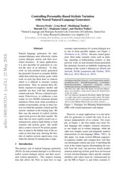 Controlling Personality-Based Stylistic Variation with Neural Natural
  Language Generators