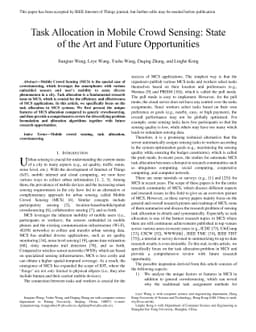 Task Allocation in Mobile Crowd Sensing: State of the Art and Future
  Opportunities
