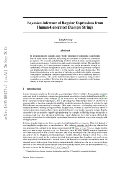 Bayesian Inference of Regular Expressions from Human-Generated Example
  Strings