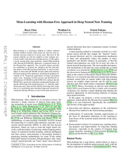 Meta-Learning with Hessian-Free Approach in Deep Neural Nets Training