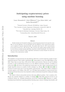 Anticipating cryptocurrency prices using machine learning