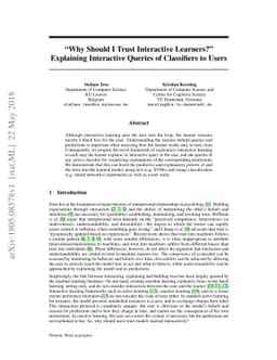 "Why Should I Trust Interactive Learners?" Explaining Interactive
  Queries of Classifiers to Users