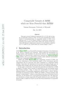 Computable Variants of AIXI which are More Powerful than AIXItl