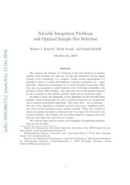 Solvable Integration Problems and Optimal Sample Size Selection
