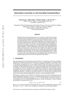 Information Constraints on Auto-Encoding Variational Bayes