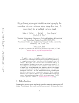 High throughput quantitative metallography for complex microstructures
  using deep learning: A case study in ultrahigh carbon steel