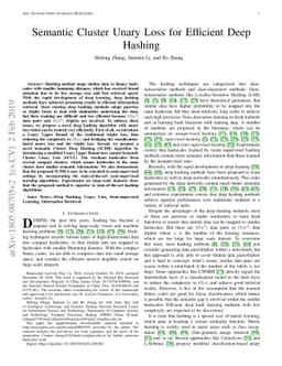 Semantic Cluster Unary Loss for Efficient Deep Hashing