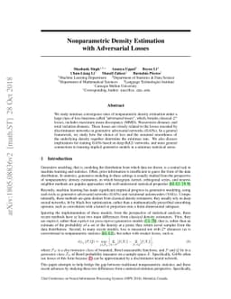 Nonparametric Density Estimation under Adversarial Losses