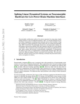 Spiking Linear Dynamical Systems on Neuromorphic Hardware for Low-Power
  Brain-Machine Interfaces