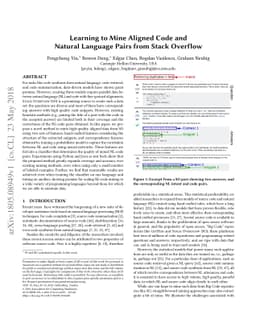 Learning to Mine Aligned Code and Natural Language Pairs from Stack
  Overflow