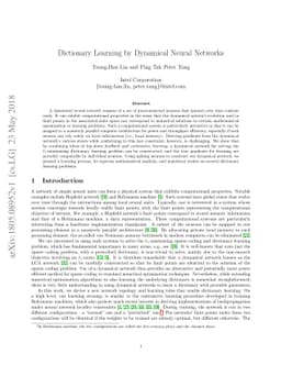 Dictionary Learning by Dynamical Neural Networks