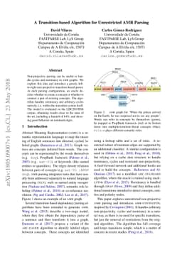 A Transition-based Algorithm for Unrestricted AMR Parsing