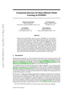 Variational Inference for Data-Efficient Model Learning in POMDPs