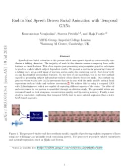 End-to-End Speech-Driven Facial Animation with Temporal GANs