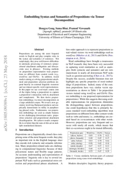 Embedding Syntax and Semantics of Prepositions via Tensor Decomposition