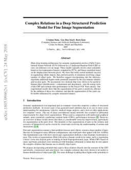 Complex Relations in a Deep Structured Prediction Model for Fine Image
  Segmentation