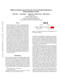 Multi-Level Deep Cascade Trees for Conversion Rate Prediction in
  Recommendation System