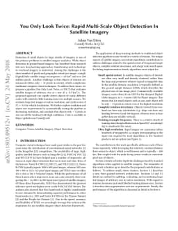 You Only Look Twice: Rapid Multi-Scale Object Detection In Satellite
  Imagery