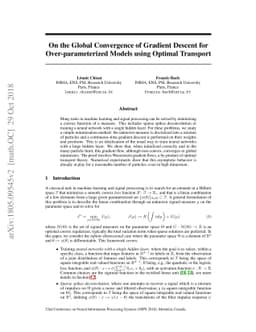 On the Global Convergence of Gradient Descent for Over-parameterized
  Models using Optimal Transport