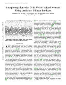 Backpropagation with N-D Vector-Valued Neurons Using Arbitrary Bilinear
  Products
