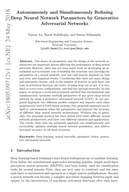 Autonomously and Simultaneously Refining Deep Neural Network Parameters
  by Generative Adversarial Networks
