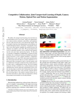 Competitive Collaboration: Joint Unsupervised Learning of Depth, Camera
  Motion, Optical Flow and Motion Segmentation