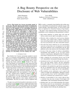 A Bug Bounty Perspective on the Disclosure of Web Vulnerabilities