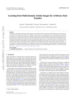 Learning from Multi-domain Artistic Images for Arbitrary Style Transfer