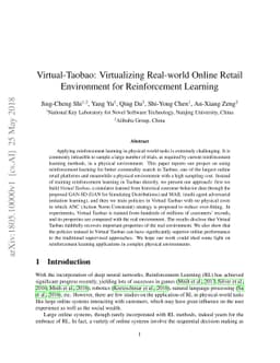 Virtual-Taobao: Virtualizing Real-world Online Retail Environment for
  Reinforcement Learning