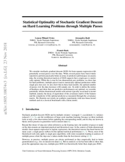 Statistical Optimality of Stochastic Gradient Descent on Hard Learning
  Problems through Multiple Passes