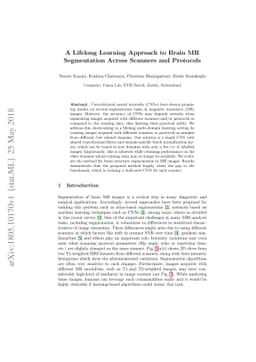 A Lifelong Learning Approach to Brain MR Segmentation Across Scanners
  and Protocols