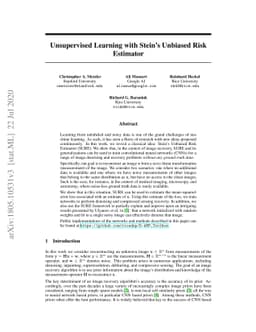 Unsupervised Learning with Stein's Unbiased Risk Estimator
