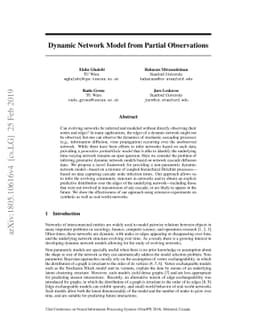Dynamic Network Model from Partial Observations