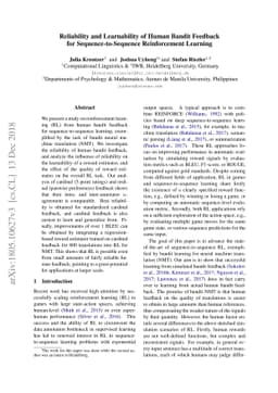 Reliability and Learnability of Human Bandit Feedback for
  Sequence-to-Sequence Reinforcement Learning