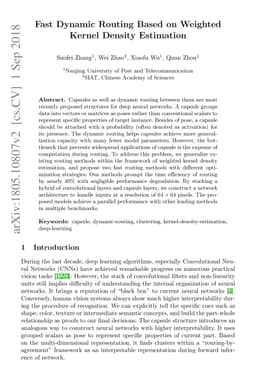 Fast Dynamic Routing Based on Weighted Kernel Density Estimation