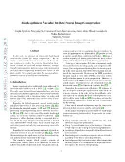 Block-optimized Variable Bit Rate Neural Image Compression