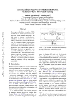 Denoising Distant Supervision for Relation Extraction via Instance-Level
  Adversarial Training