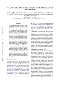GLAC Net: GLocal Attention Cascading Networks for Multi-image Cued Story
  Generation
