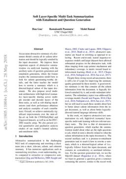 Soft Layer-Specific Multi-Task Summarization with Entailment and
  Question Generation