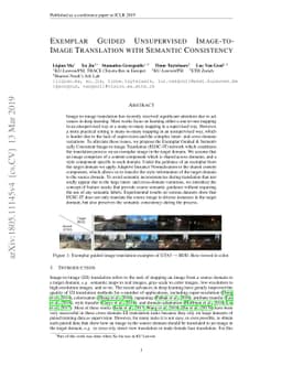 Exemplar Guided Unsupervised Image-to-Image Translation with Semantic
  Consistency