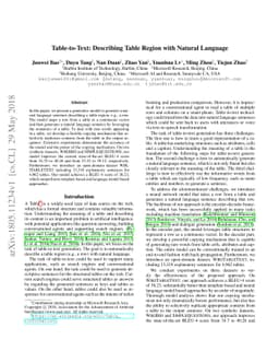 Table-to-Text: Describing Table Region with Natural Language
