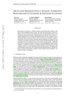 Truncated Horizon Policy Search: Combining Reinforcement Learning &
  Imitation Learning
