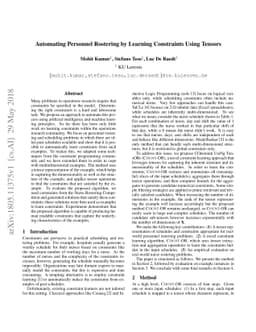 Automating Personnel Rostering by Learning Constraints Using Tensors
