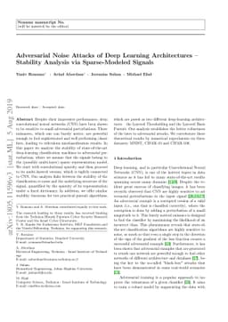 Adversarial Noise Attacks of Deep Learning Architectures -- Stability
  Analysis via Sparse Modeled Signals